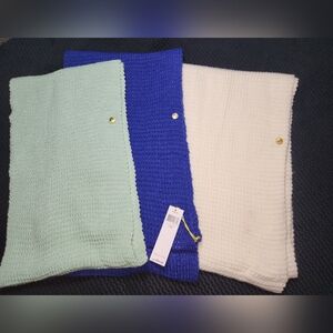 Set Of Three Women's BCBGeneration Infinity Scarves Green Ivory Cream Royal Blue
